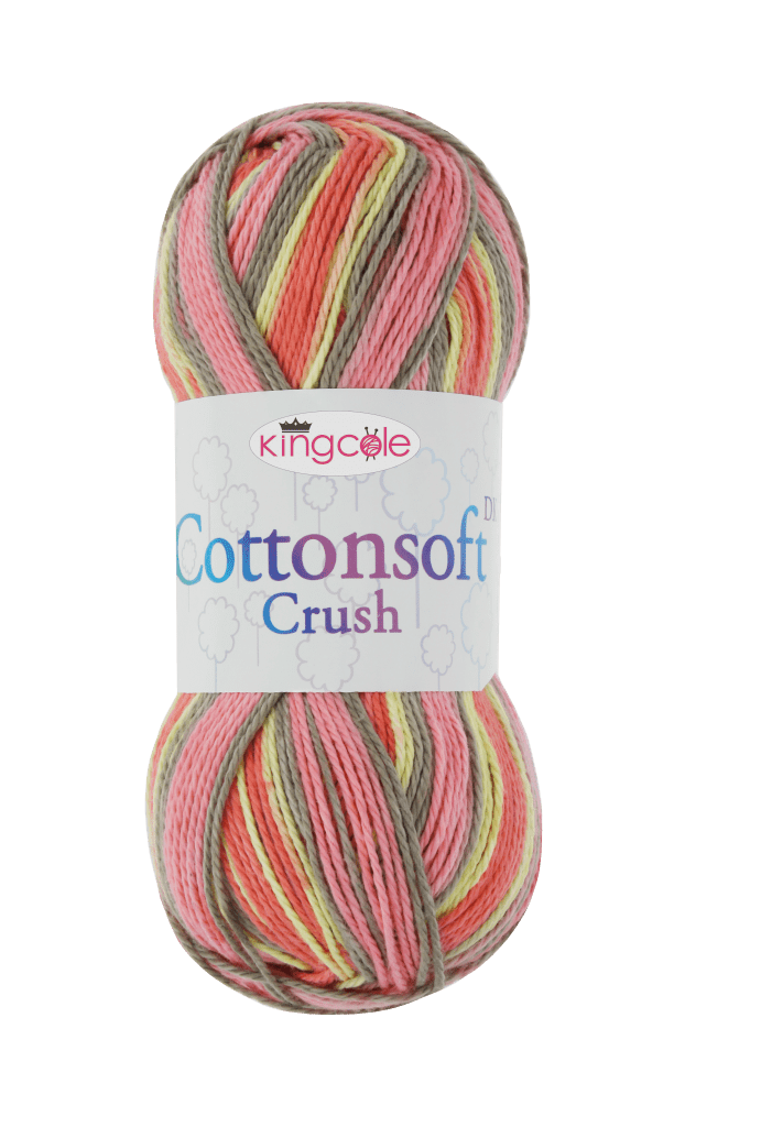 King Cole Cottonsoft Crush DK Knitting Yarn Wool Petal 4 x 100g Balls 