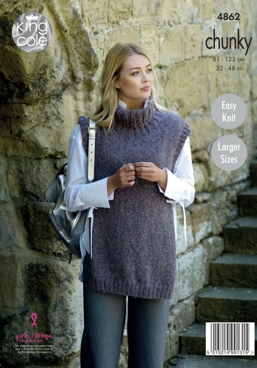 Easy to Follow Ladies' Tabards Knitted in Indulge Chunky Knitting