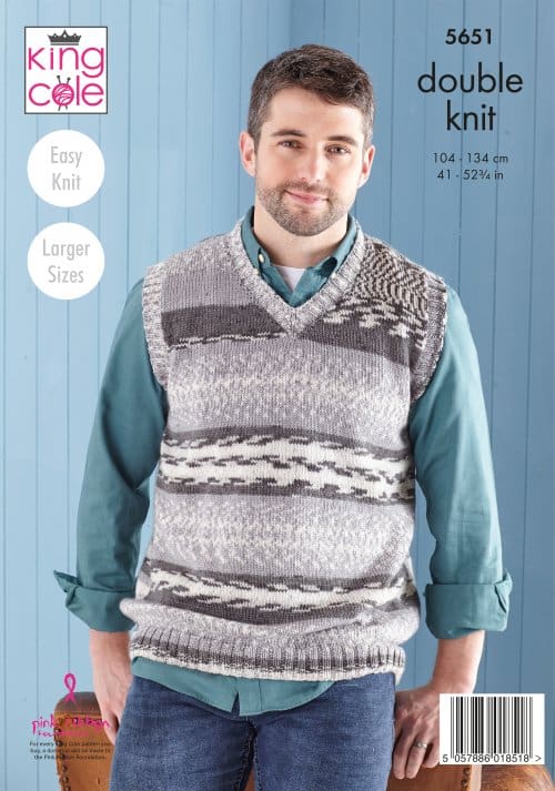 Easy to Follow Mens Sweater & Tank Top Knitted in Fjord