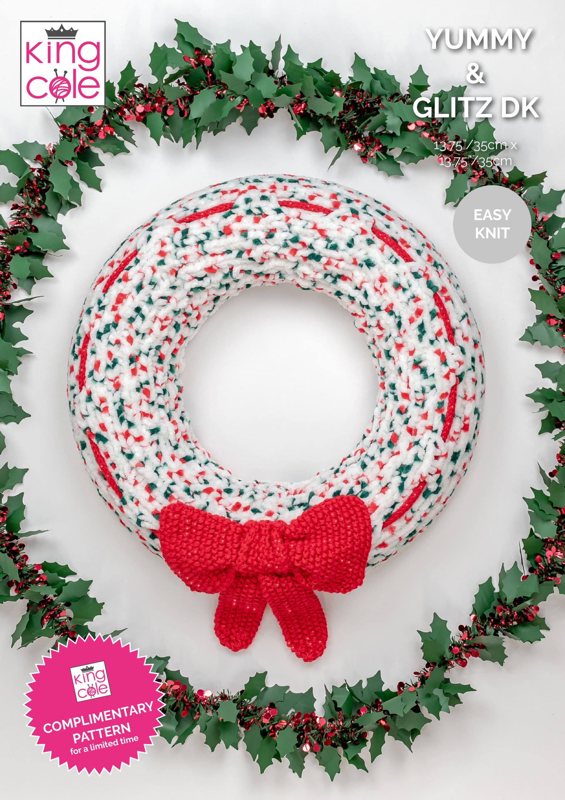 Free Christmas Wreath Knitting Pattern Knitted in Yummy