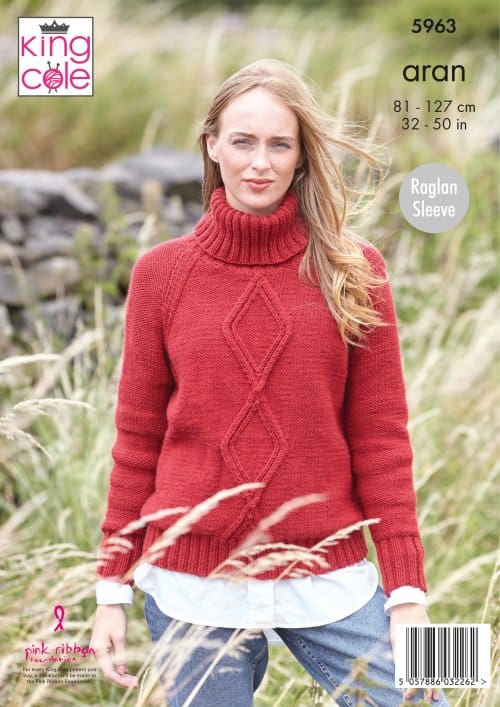 Easy to Follow Sweaters Knitted in Wool Aran Knitting Patterns - King Cole