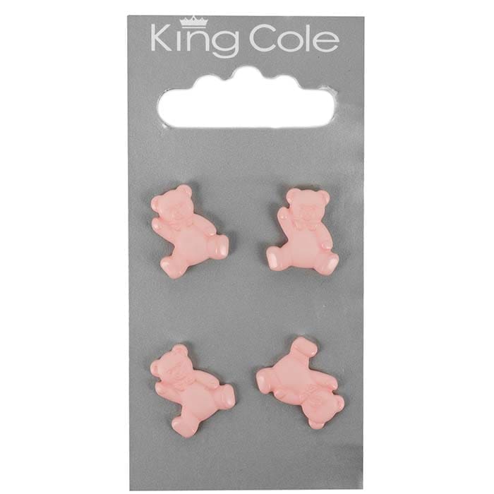Teddy Bear Shaped Buttons - Pink