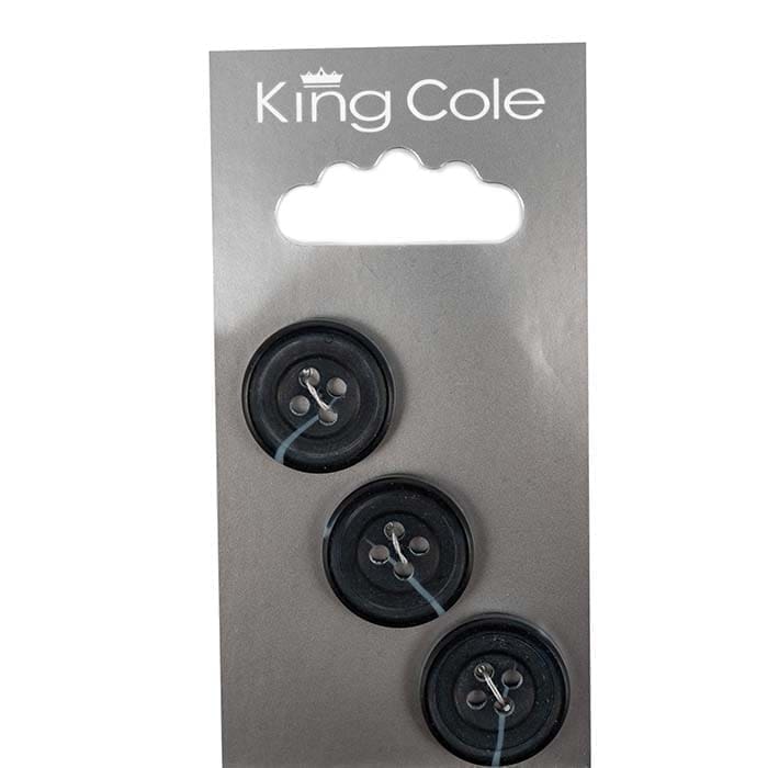 Rimmed Shell Effect Round Buttons - Black (Medium) | King Cole