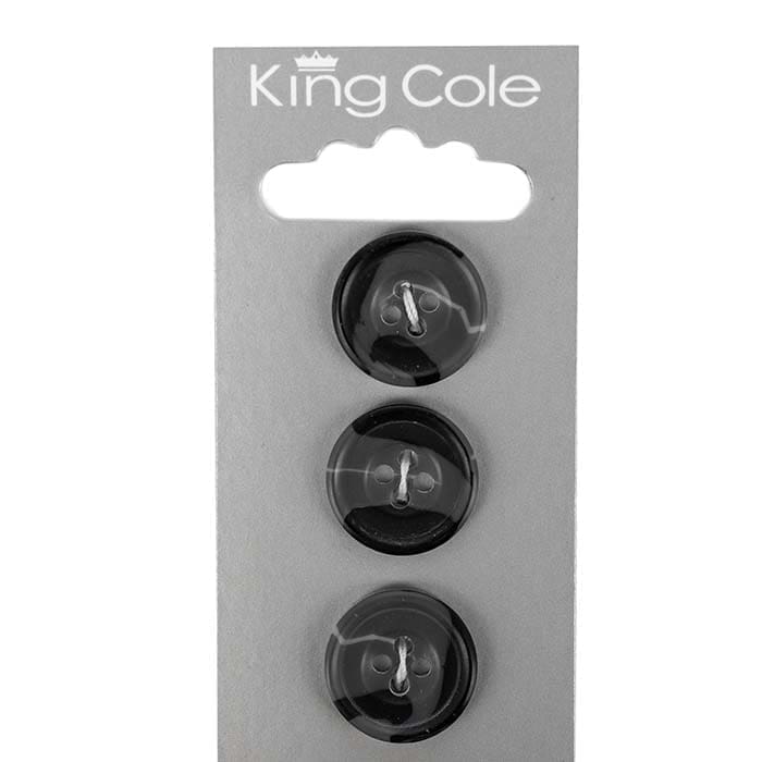 Rimmed Shell Effect Round Buttons - Black (Large) | King Cole