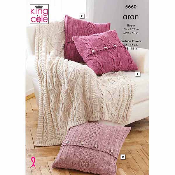 Throw & Cushion Covers Knitted in Forest Aran