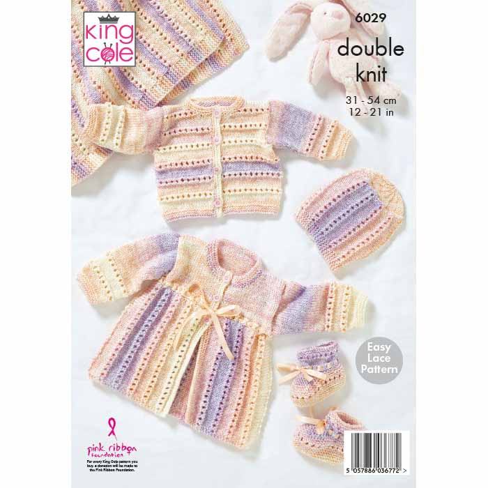 Cardigan, Matinee Coat, Hat, Booties & Blanket Knitted in Cutie