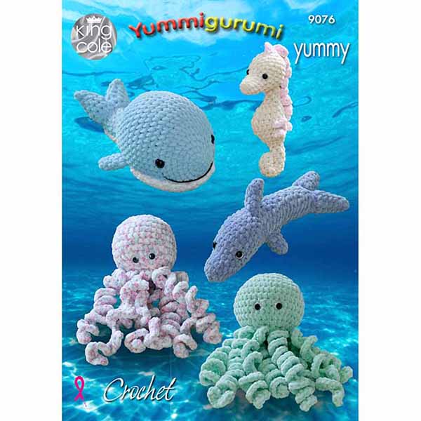 Crochet Snuggle Octopus, Whale, Seahorse & Dolphin in Yummy | King