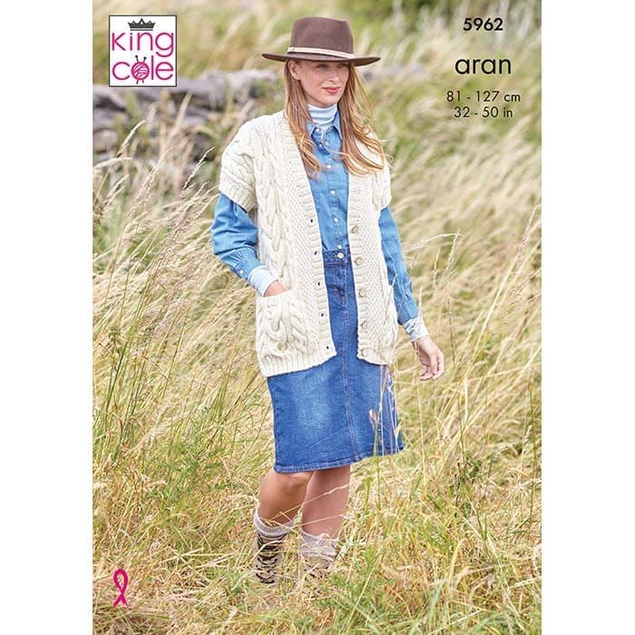 Cardigan & Waistcoat Knitted in Wool Aran | King Cole
