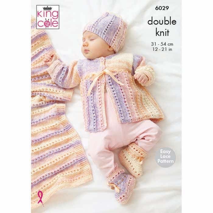 Cardigan, Matinee Coat, Hat, Booties & Blanket Knitted in Cutie