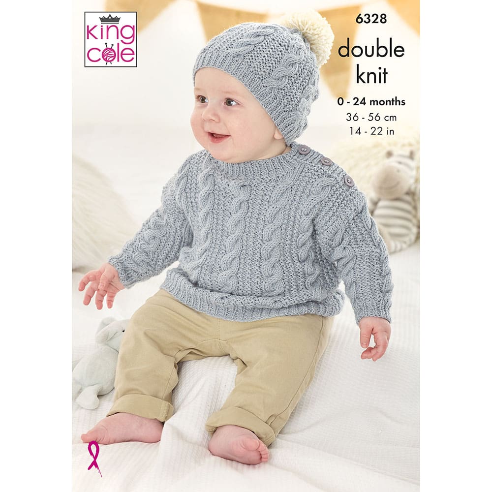 Sweater, Sleeveless Top and Hat knitted in Comfort Baby DK | King Cole Sweater, Sleeveless Top and Hat knitted in Comfort Baby DK | King Cole