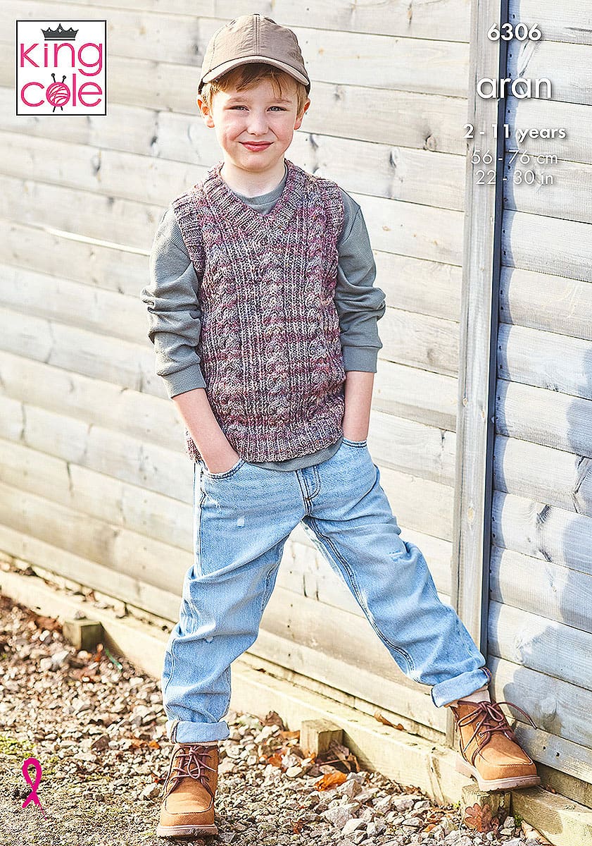Tank and Waistcoat knitted in Homespun Prism Aran | King Cole