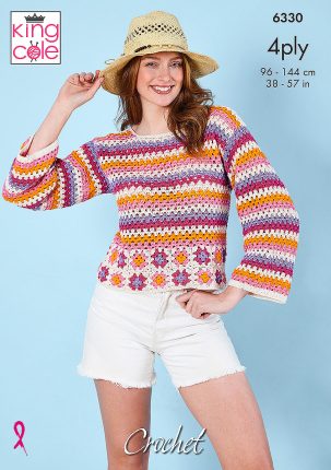 Sweater and Top Crocheted in Giza Cotton 4Ply | King Cole